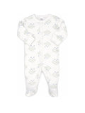 Preemie cotton sleepsuit Grey Cloud footed flat lay front view