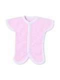 Preemie incubator clothing pink and white stripe bodysuit front view