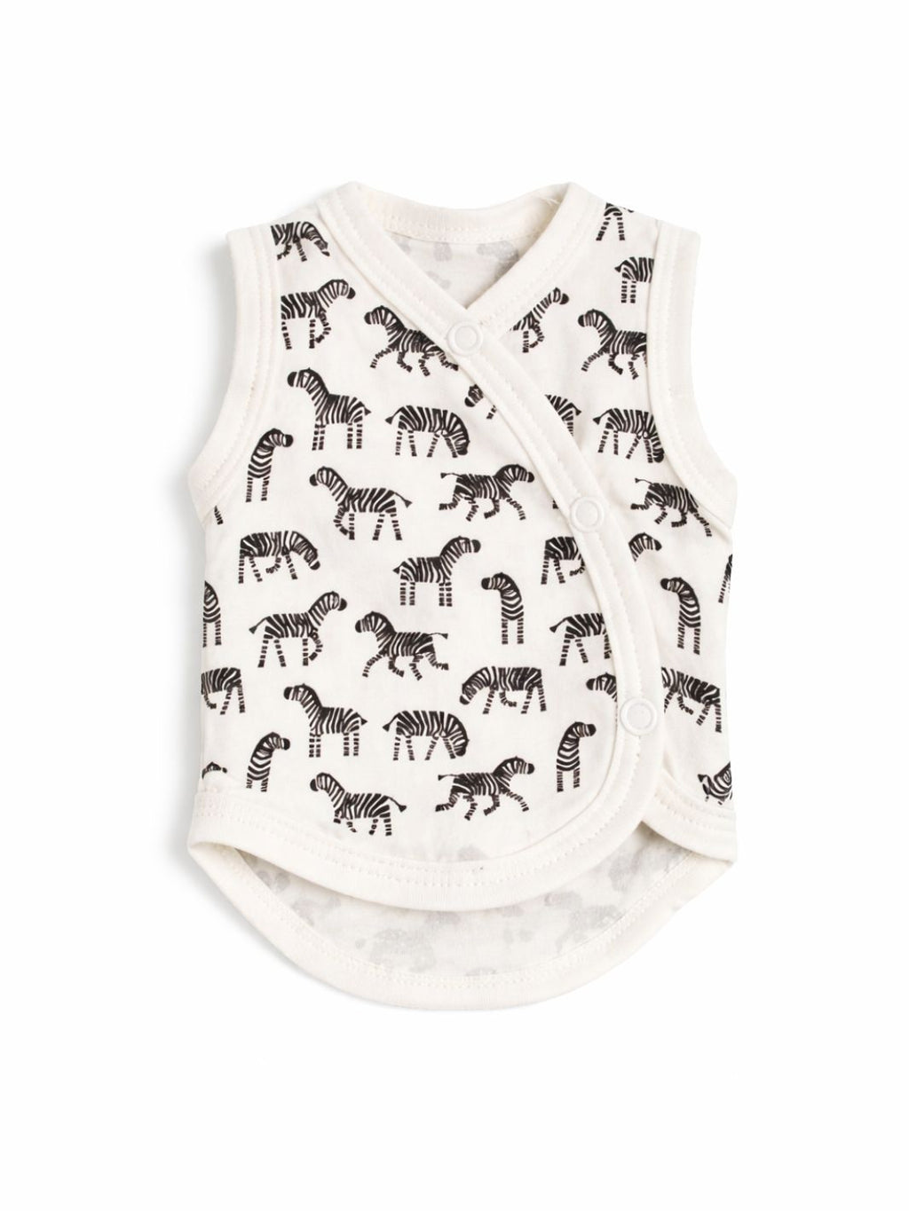 Preemie organic cotton incubator vest Little Zebras flat lay front view