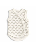 Preemie organic cotton incubator vest Silver Clouds flat lay front view