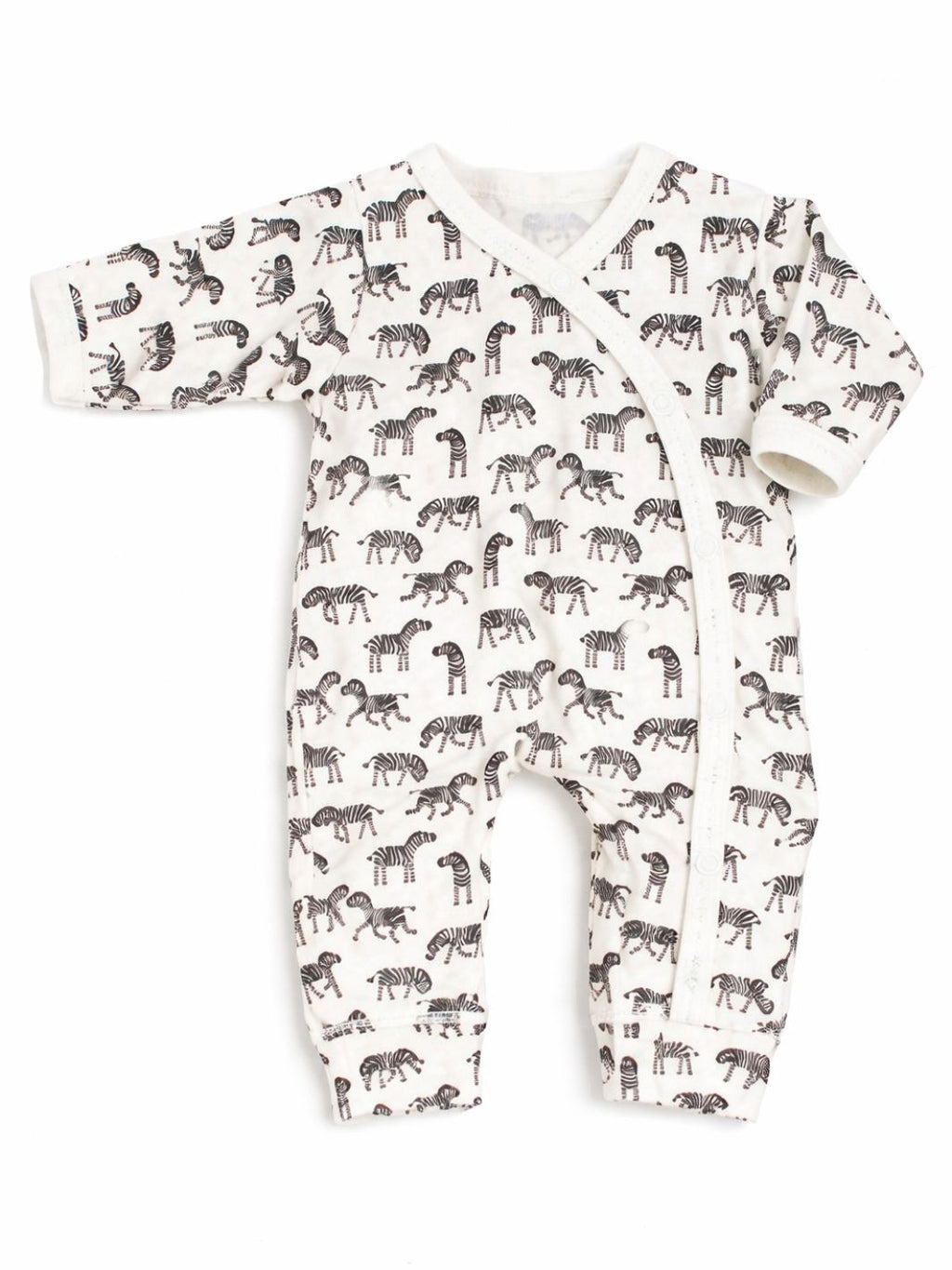 Preemie organic cotton sleepsuit Little Zebras front view for premature babies