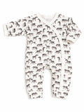 Preemie organic cotton sleepsuit Little Zebras front view for premature babies