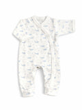 Preemie organic cotton sleepsuit Ocean Blue front view for premature babies