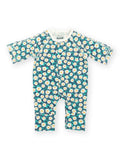 Preemie organic cotton sleepsuit Daisy Fields front flat view