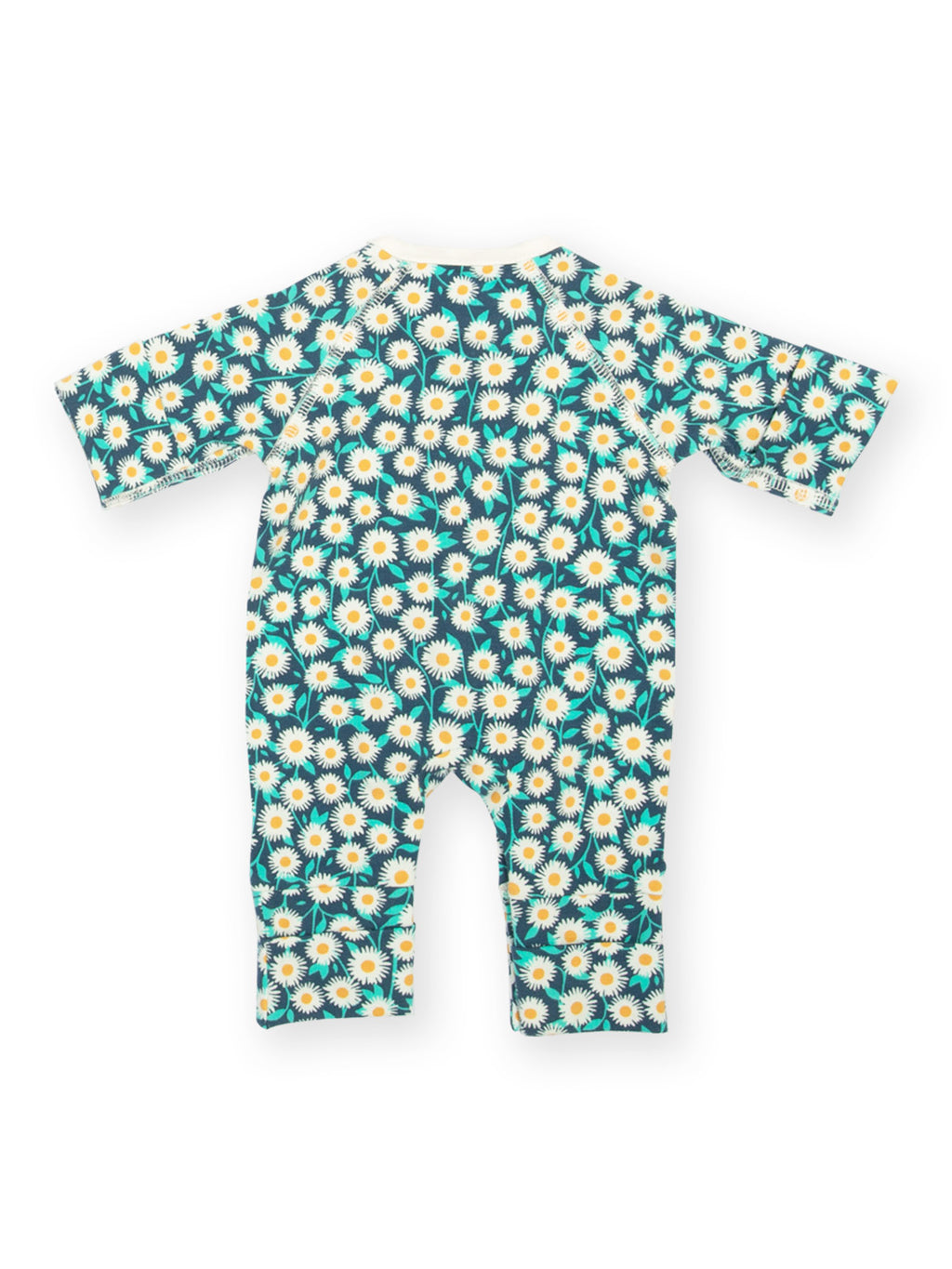 Preemie organic cotton sleepsuit Daisy Fields rear flat view