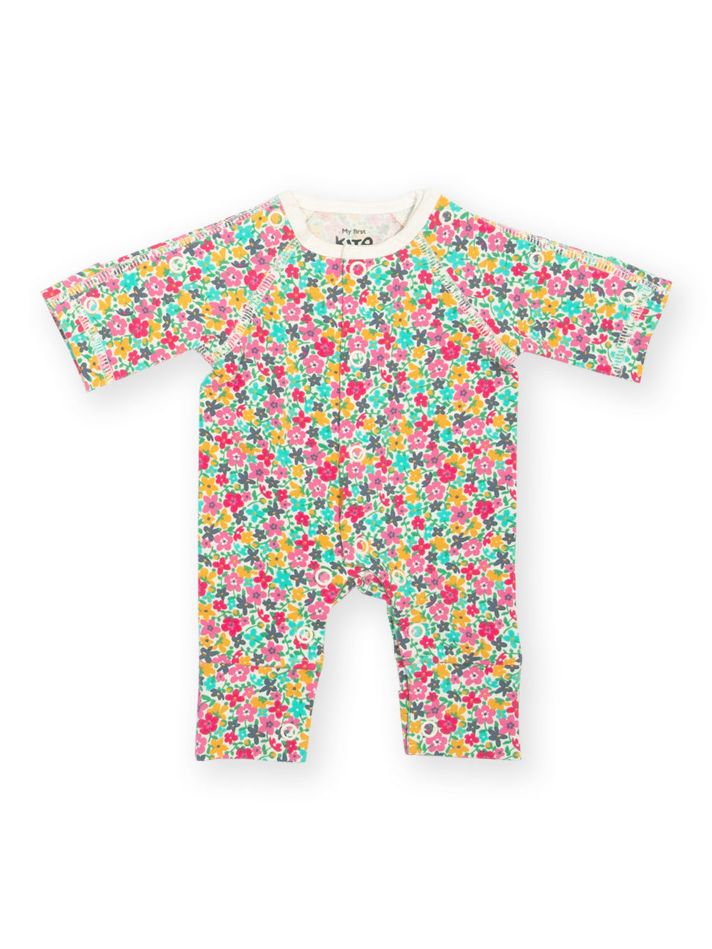 Preemie organic cotton sleepsuit Petal Potion front flat view