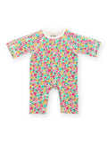 Preemie organic cotton sleepsuit Petal Potion front flat view