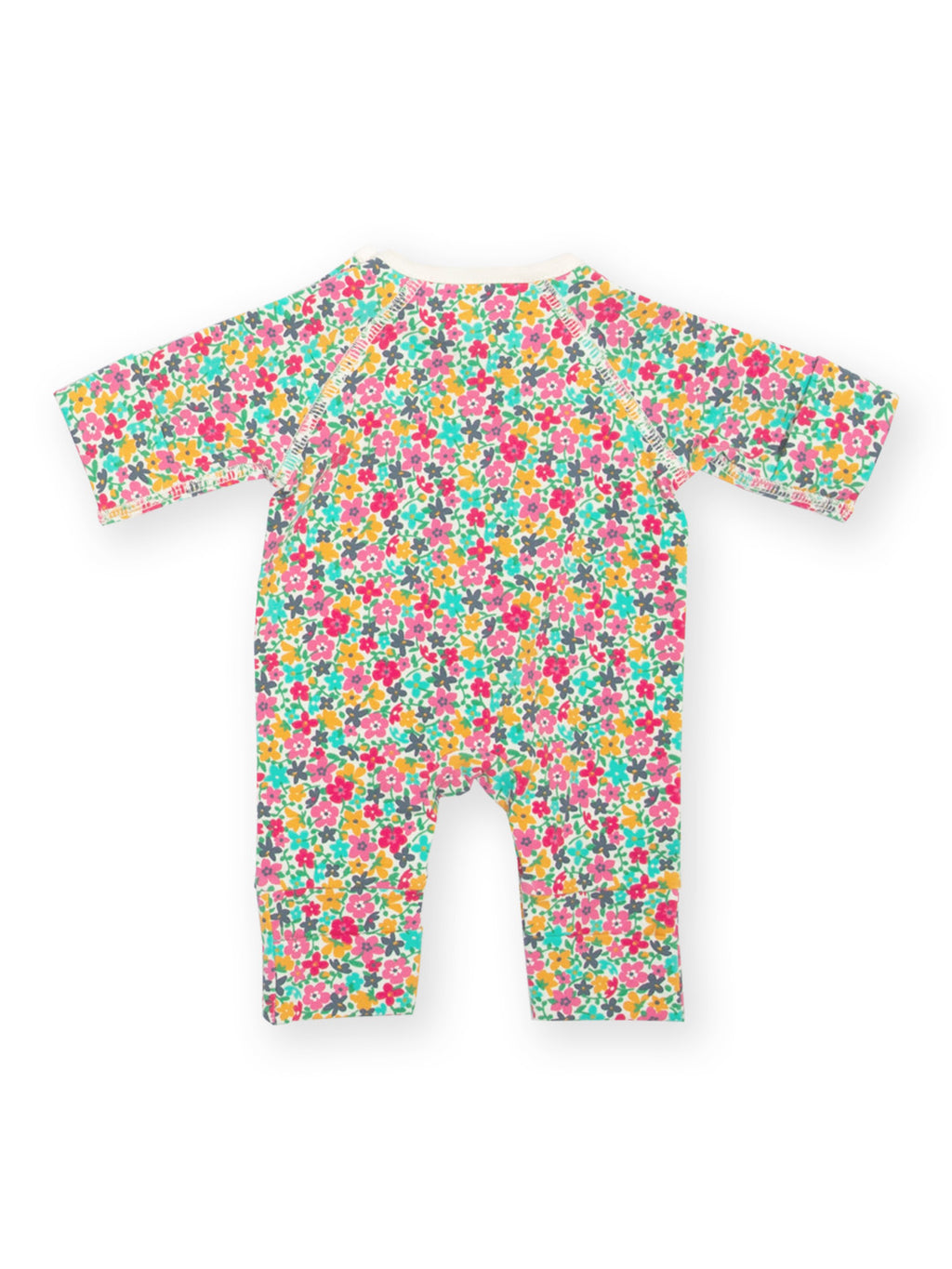 Preemie organic cotton sleepsuit Petal Potion rear flat view