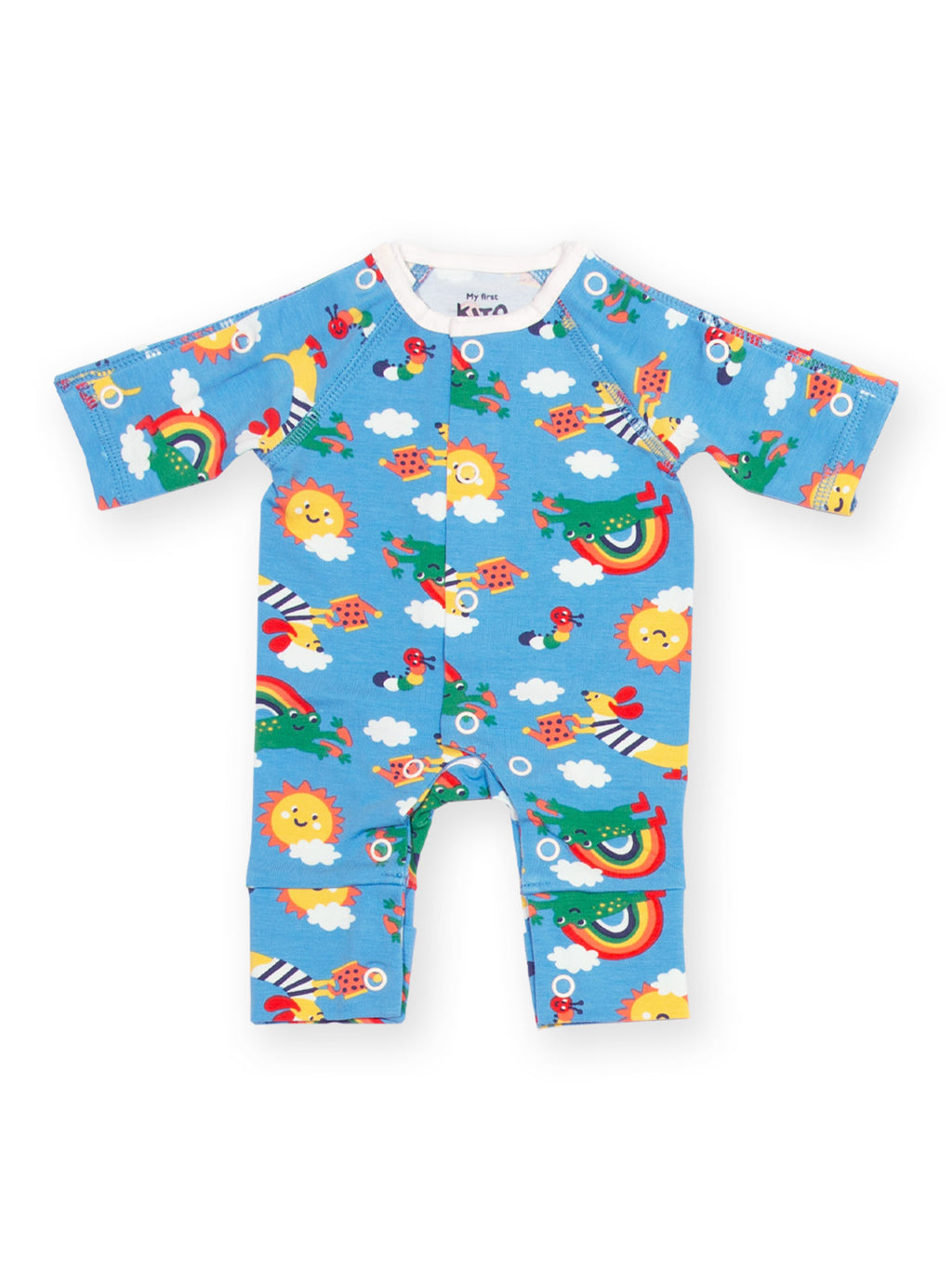 Preemie organic cotton sleepsuit Planet Pals front flat view