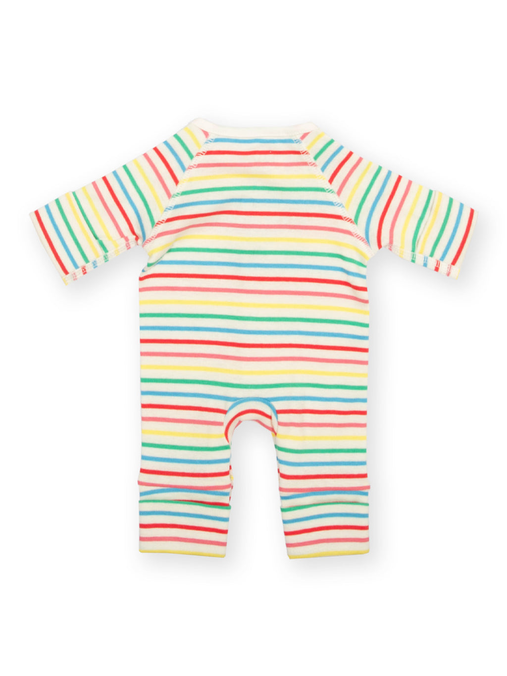 Preemie organic cotton sleepsuit Rainbow Stripe rear flat view