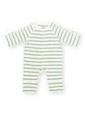 Preemie organic cotton sleepsuit Sage Stripe front flat view