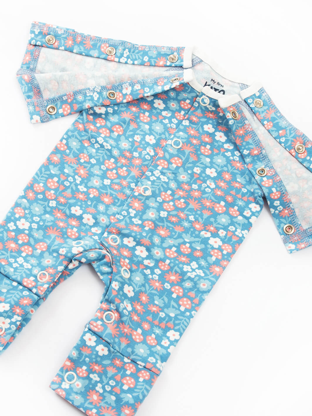 Preemie organic cotton sleepsuit Winter Woodland open front view