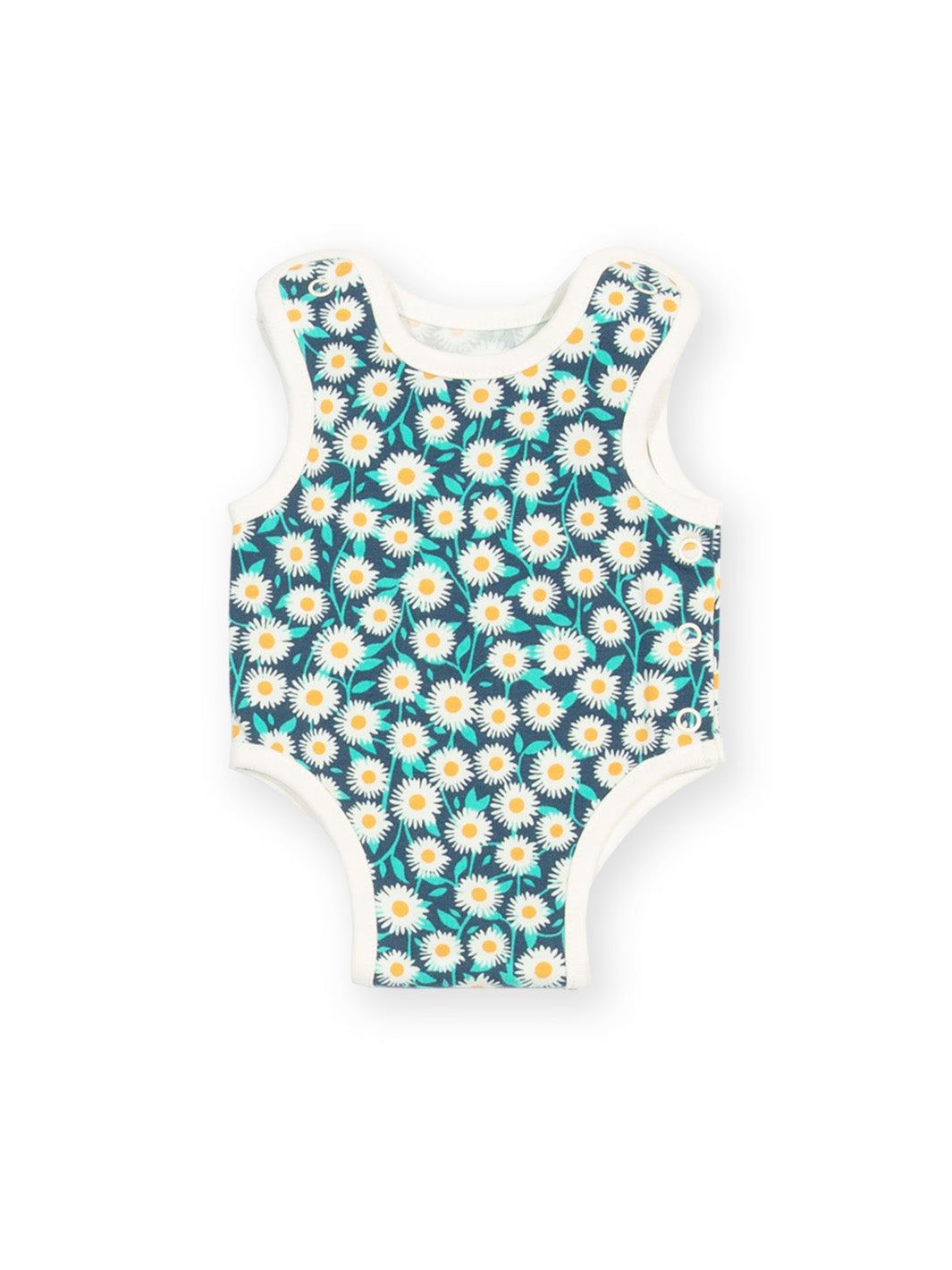 Preemie organic cotton vest Daisy Fields rear flat view