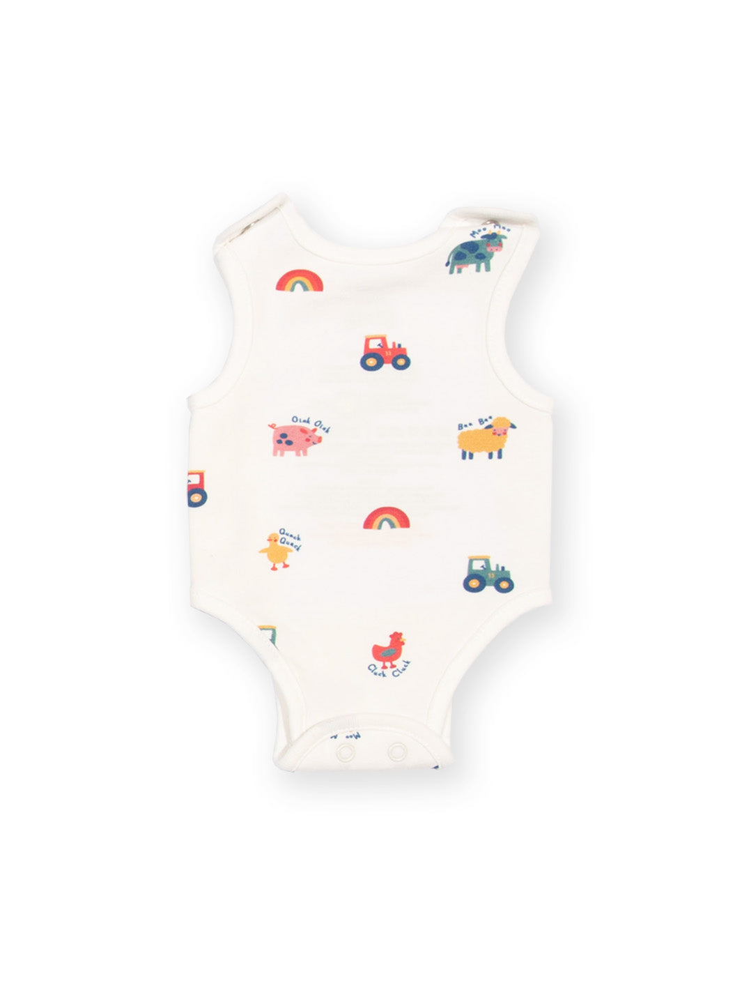 Preemie organic cotton vest Old MacDonald front flat view