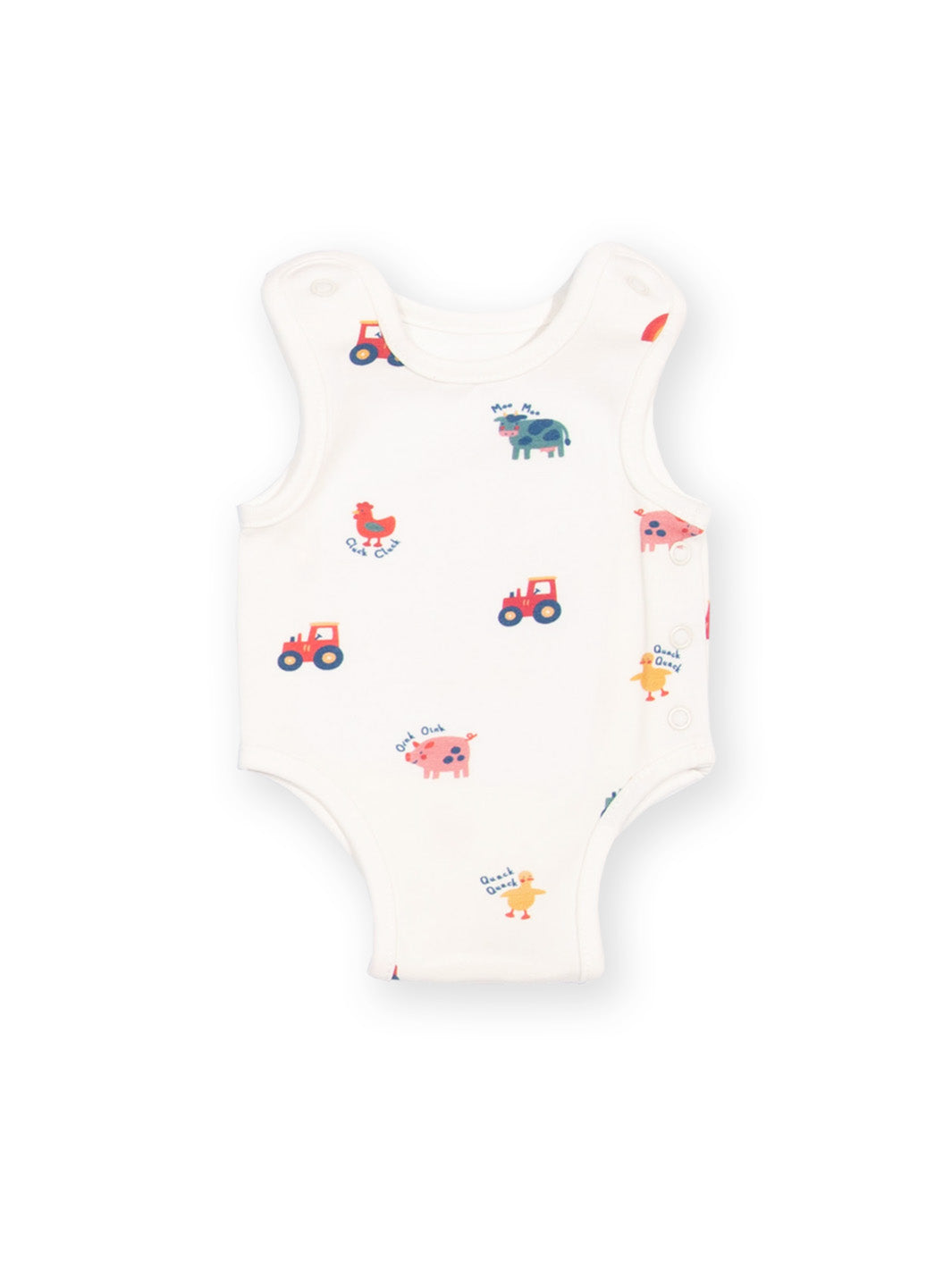 Preemie organic cotton vest Old MacDonald rear flat view