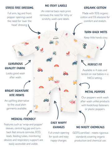 Preemie organic cotton vest Old MacDonald features and benefits overview
