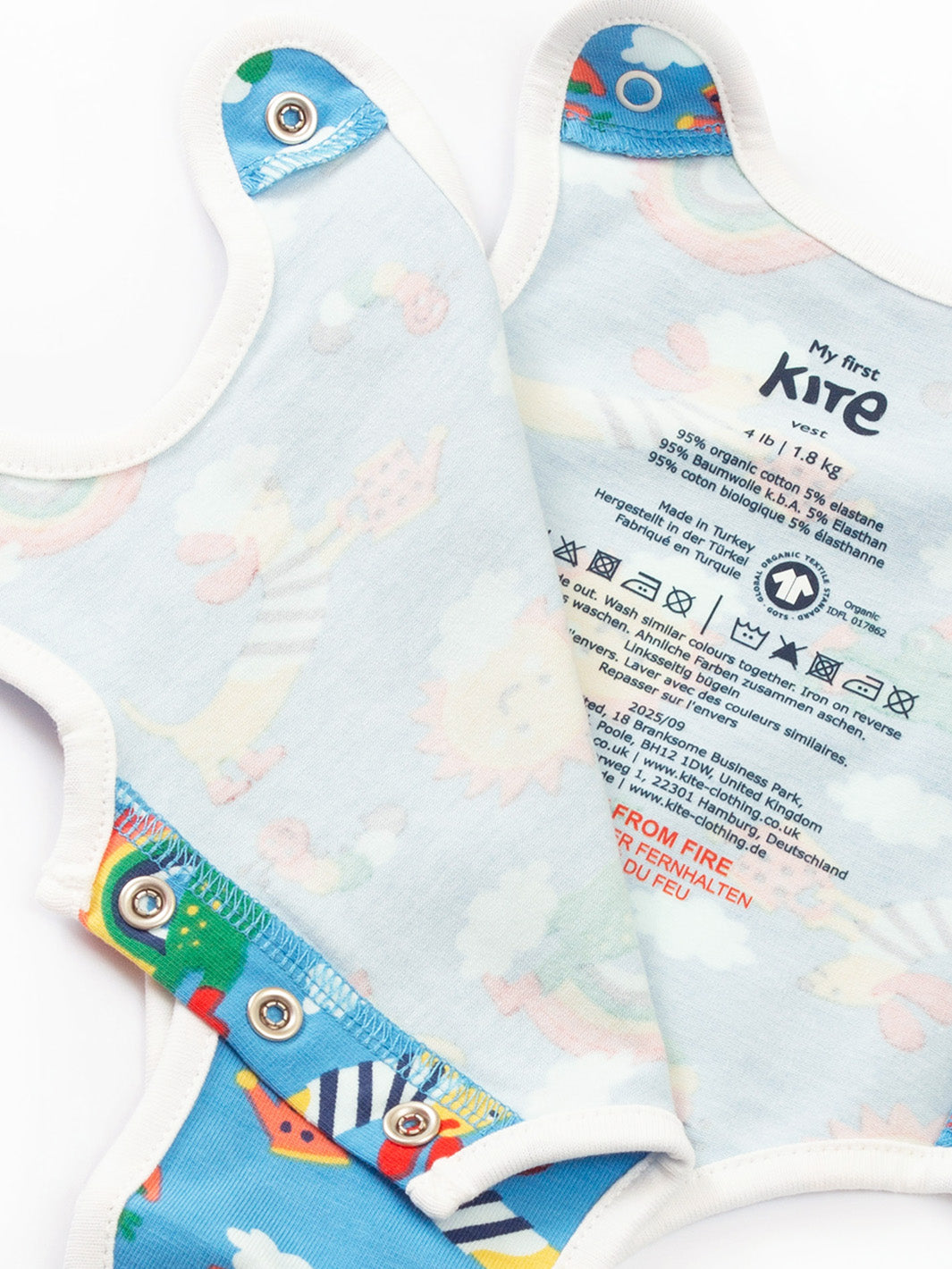 Preemie organic cotton vest Planet Pals open front view