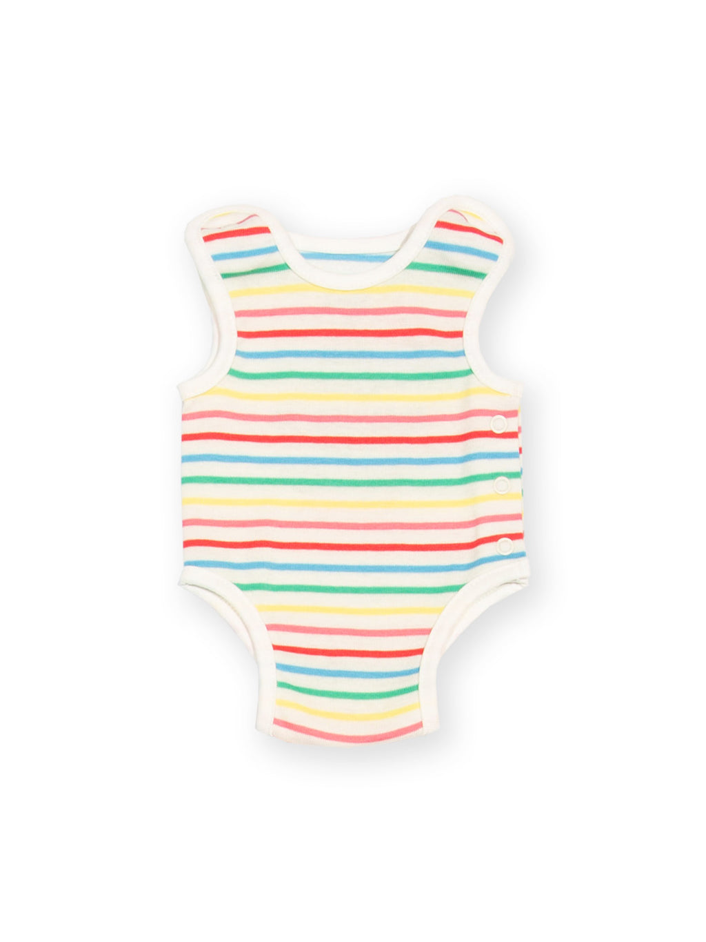 Preemie organic cotton vest Rainbow Stripe rear flat view