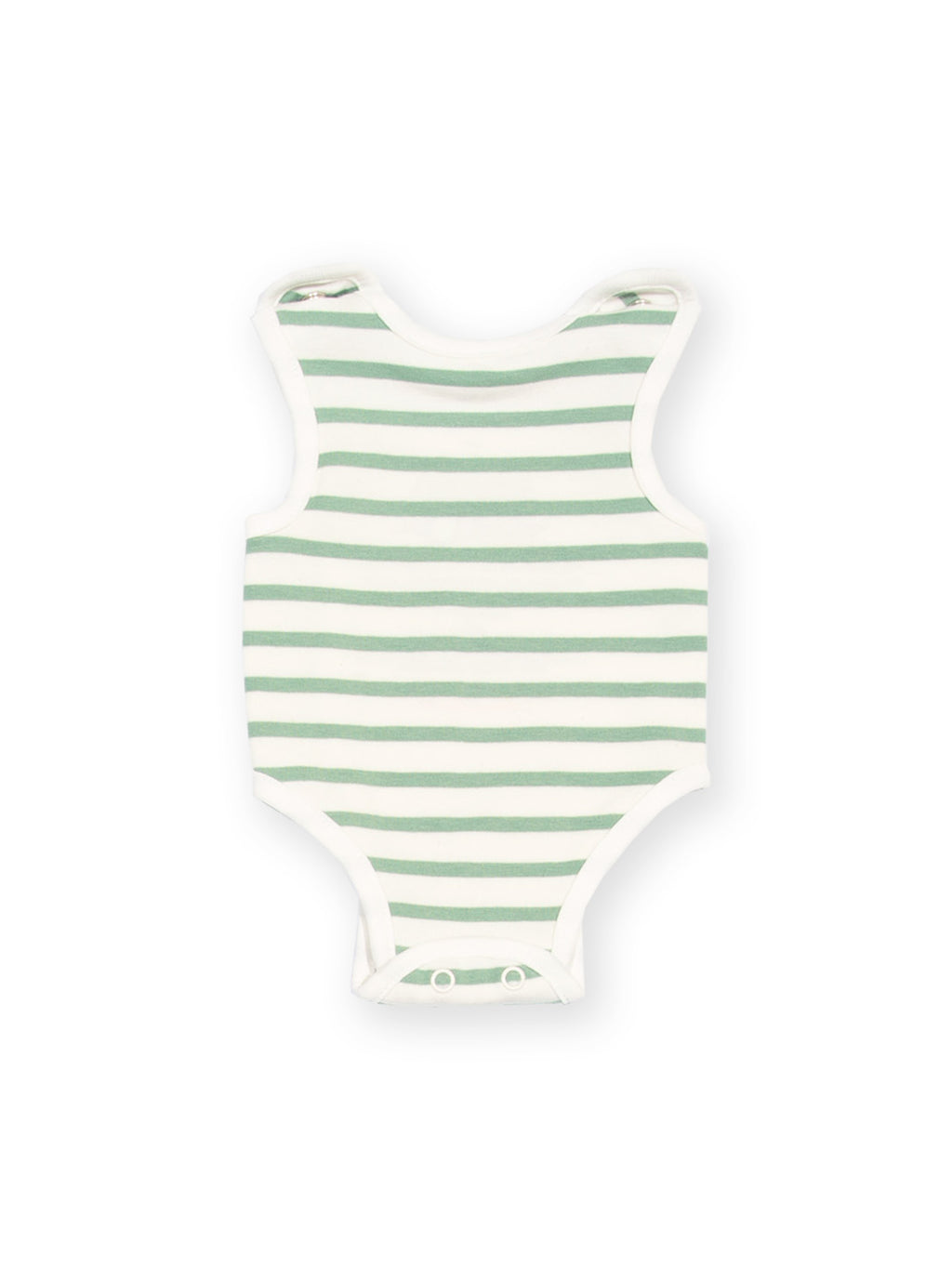 Preemie organic cotton vest Sage Stripe front flat view