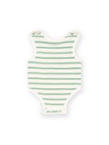 Preemie organic cotton vest Sage Stripe front flat view