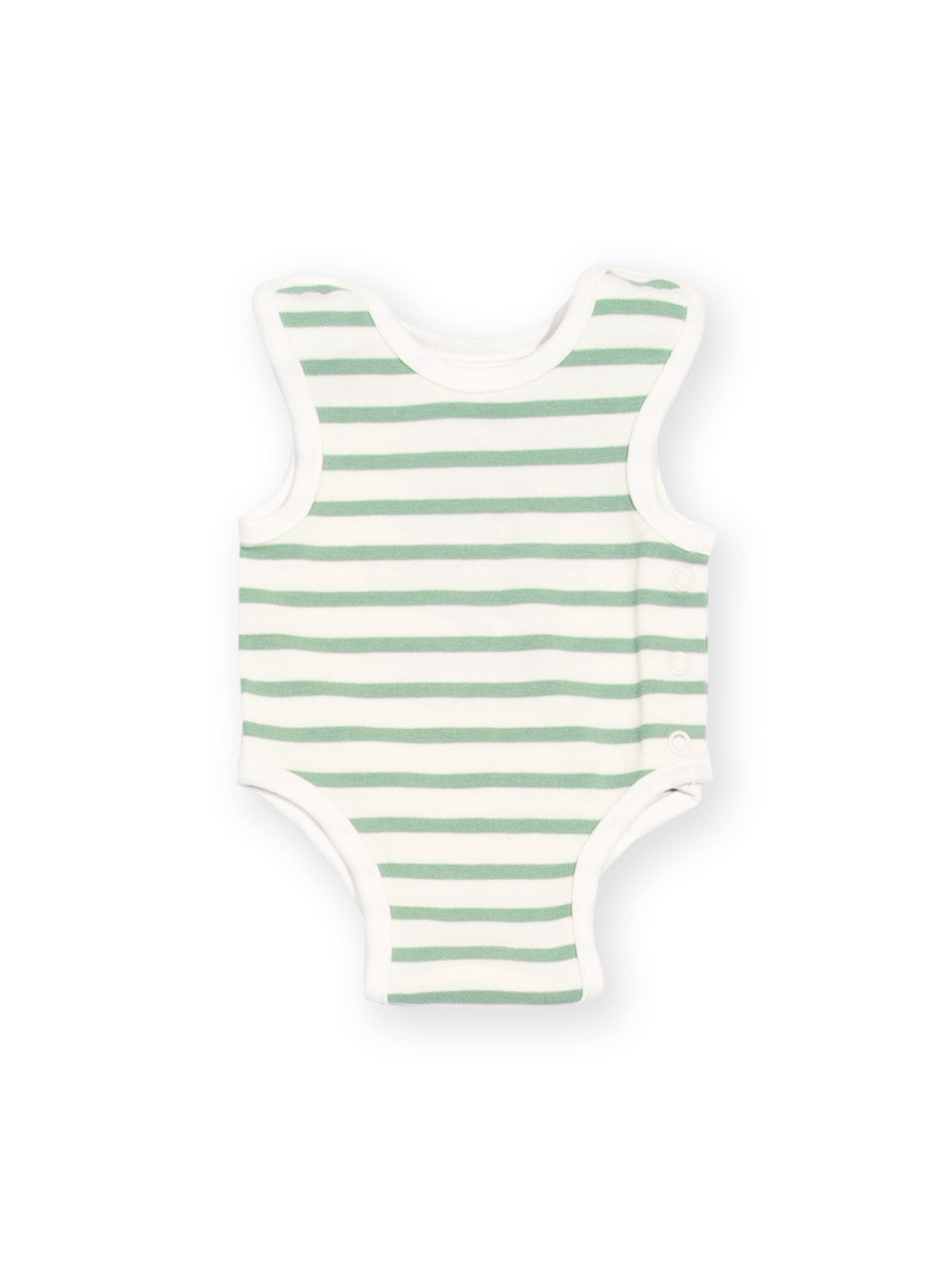 Preemie organic cotton vest Sage Stripe rear flat view
