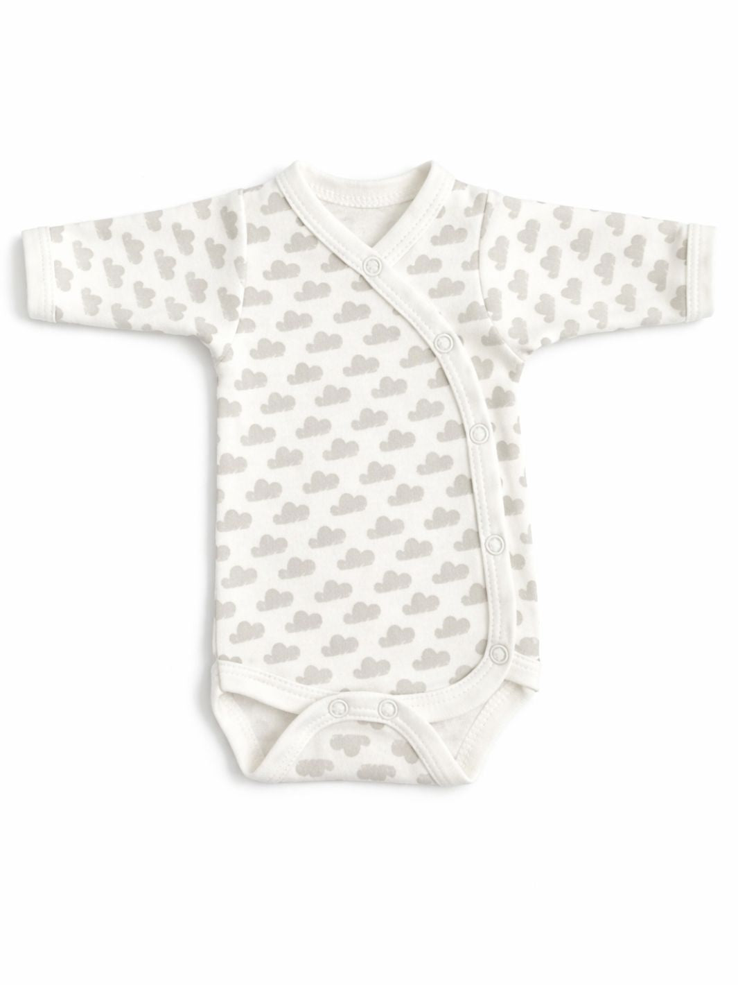 Preemie organic cotton vest Silver Clouds long sleeve flat lay front view