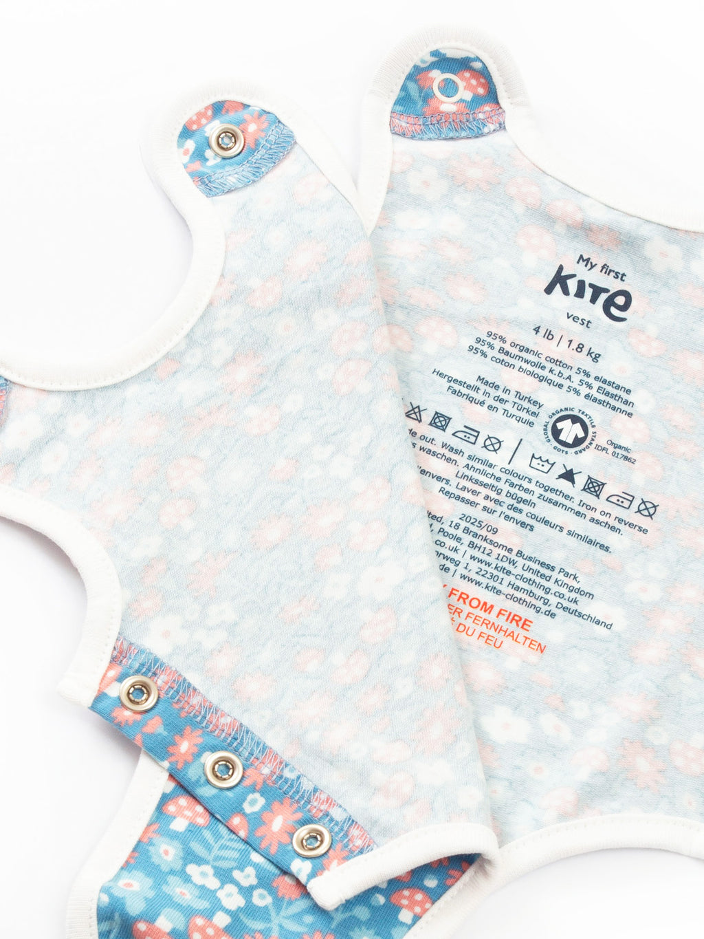 Preemie organic cotton vest Winter Woodland open front view