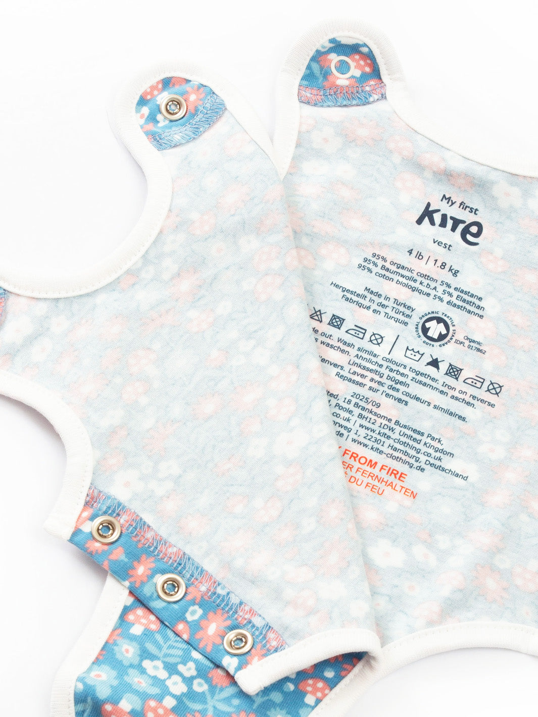 Preemie organic cotton vest Winter Woodland open front view